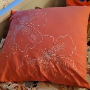 Pink white flower pillow